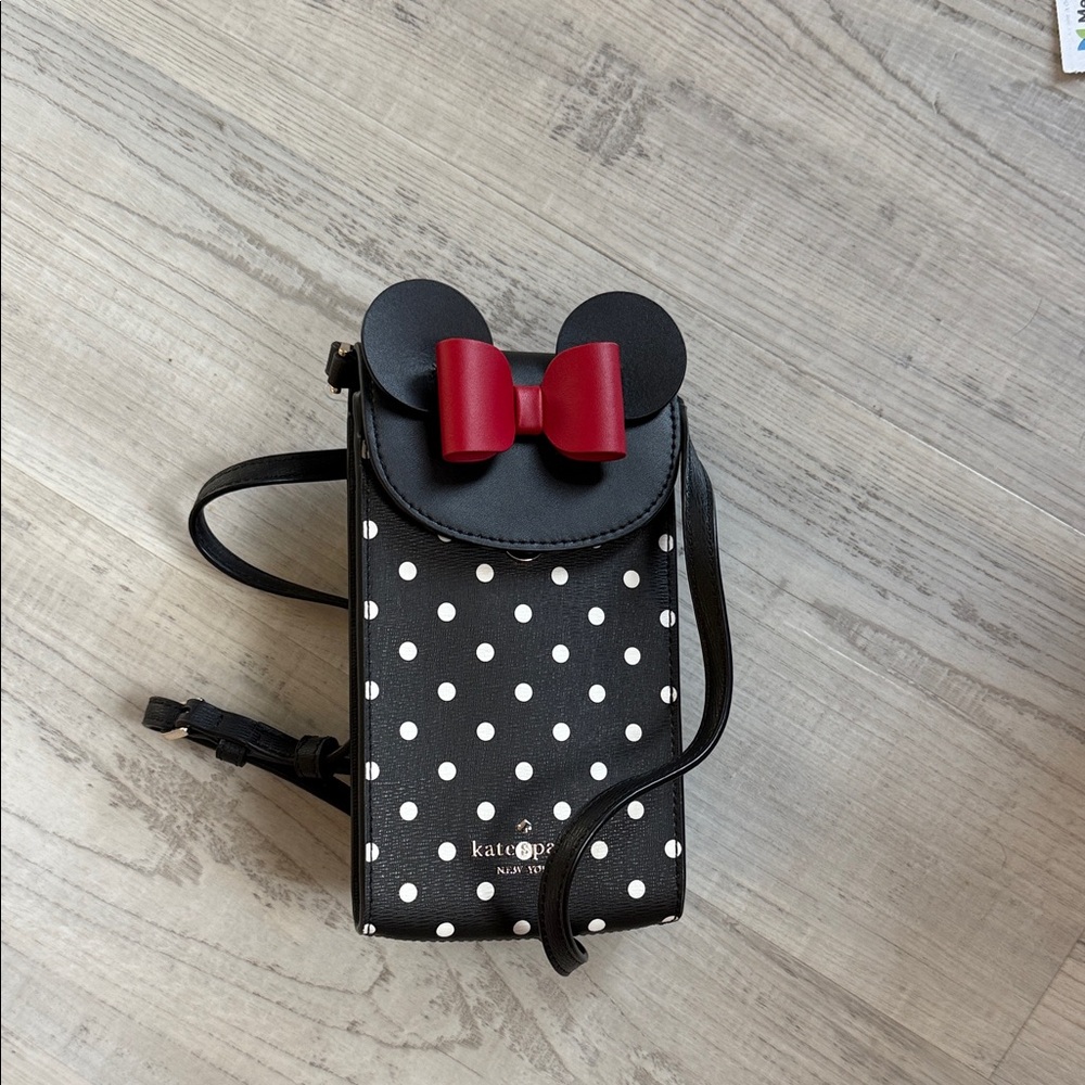 Kate Spade Black and White Polka Dot Bag with Red Bow